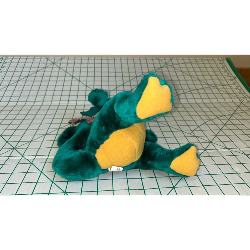 Vintage‎ 1992 Acme Dragon Plush Teal Green Yellow Iridescent Wings 12 Inch Toy